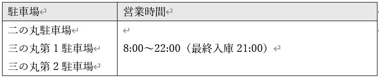 7月25日の駐車場営業時間変更について